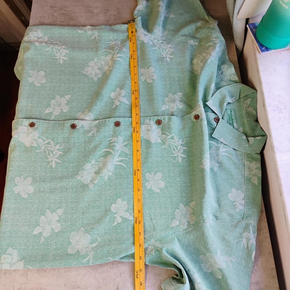 Tommy Bahama Silk Hawaiian Shirt Mens XXL Turquoise Tropical Florals Camp Beach - Picture 11 of 12